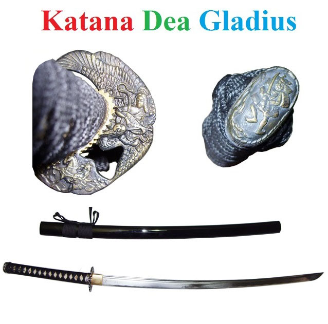 Katana dea da combattimento di colore nero in acciaio forgiato