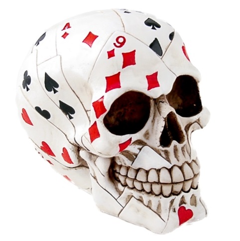 Teschio poker - soprammobile da collezione a forma di cranio umano