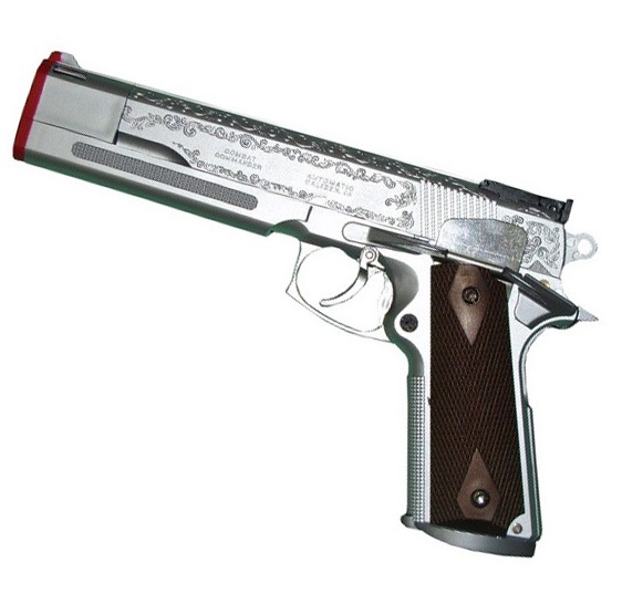 Pistola softair a gas modello colt 45 combat cromata con valigetta pistole  softair softair a green gas UHC