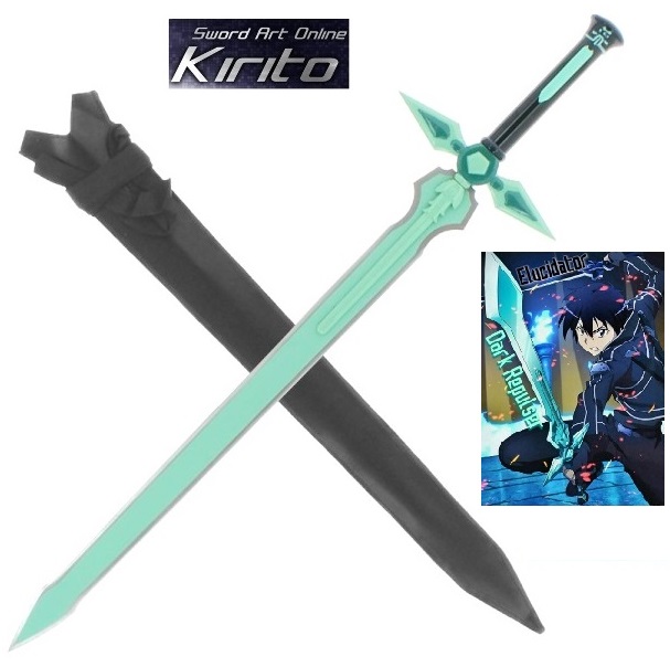Dark repulser di kirito con fodero per cosplay - spada fantasy verde da collezione della serie anime e manga sword art online.