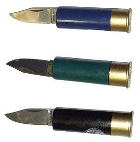 Mini coltello cartuccia da caccia blu - mini coltello serramanico a forma di  cartuccia di fucile da