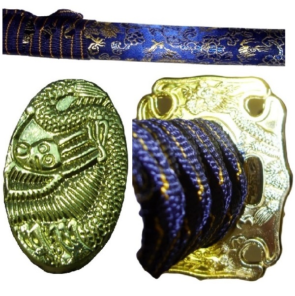 Katana seta drago blu - spada samurai giapponese setificata di colore blu e  oro con fodero katane e tachi spade katane BLADE ST