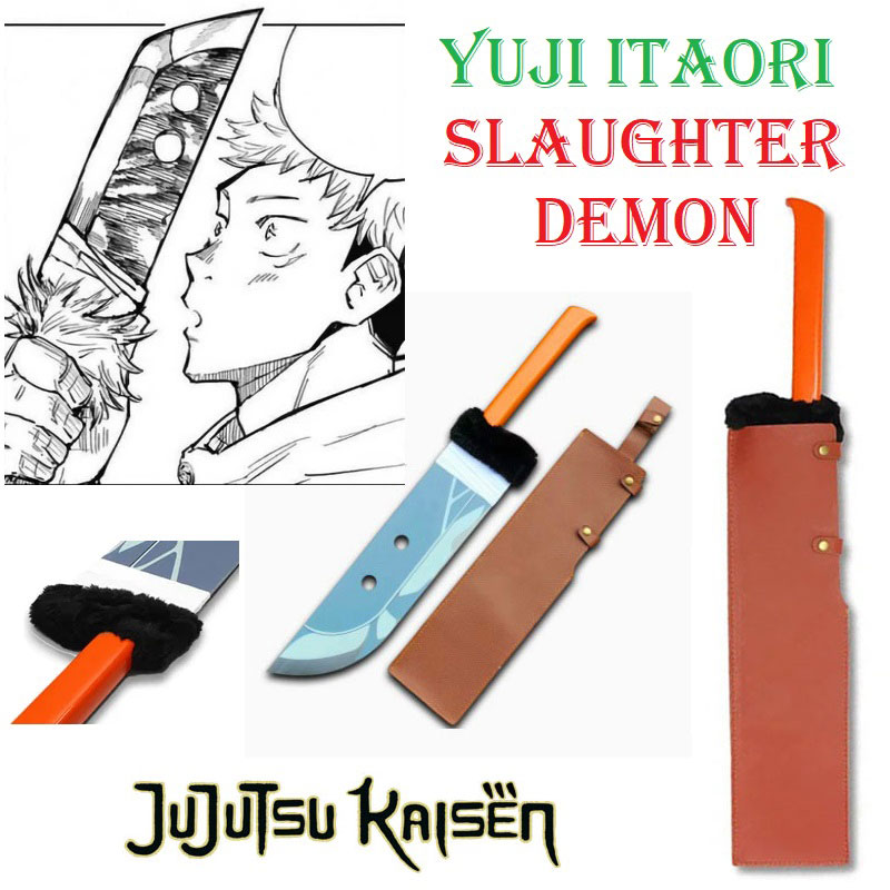 Pugnale slaughter demon con fodero per cosplay - spada corta fantasy da collezione dello sciamano yuji itaori della serie anime e manga jujutsu kaisen.