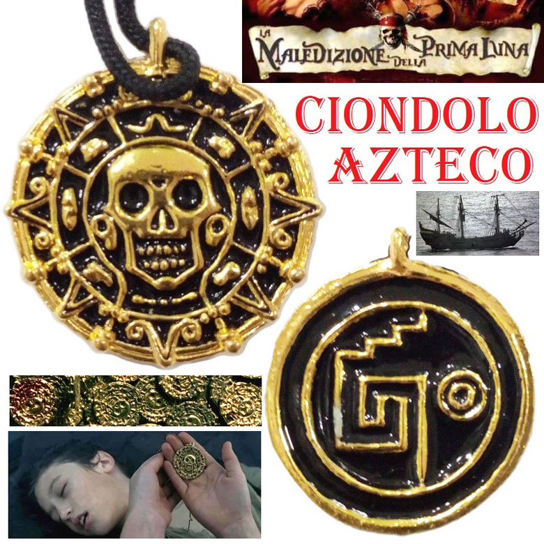 Ciondolo la maledizione della prima luna per cosplay - riproduzione storica da collezione di moneta azteca ispirata al film pirati dei caraibi .