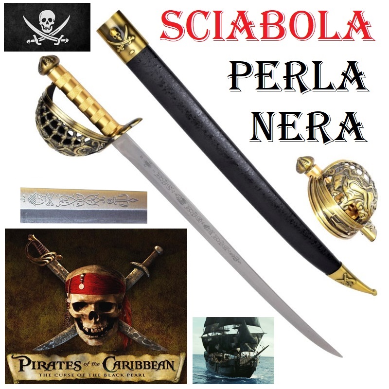 Sciabola perla nera per cosplay - spada pirata fantasy da collezione del film pirati dei caraibi .