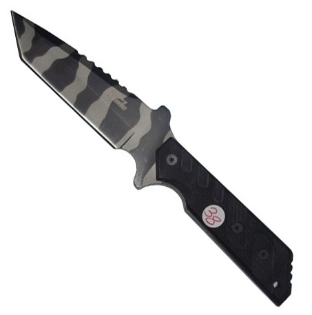 Coltello militare tiger 2 - coltello tanto full tang con lama mimetica nera e grigia e fodero.