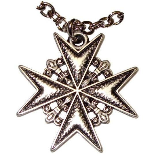 Ciondolo dei cavalieri di malta - riproduzione storica del simbolo dell'ordine dei cavalieri ospitalieri o ospedalieri in argento - prodotto in italia.