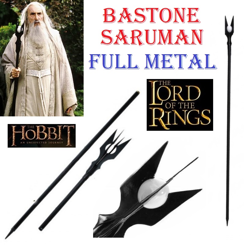 Bastone di saruman il bianco per cosplay - asta fantasy da collezione in metallo del mago saruman della serie di film il signore degli anelli e lo hobbit.