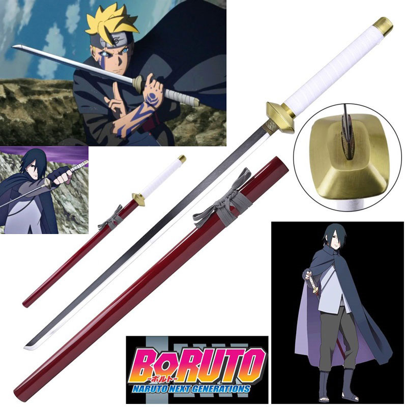 Spada ninja di boruto uzumaki per cosplay - spada giapponese fantasy da collezione di sasuke uchiha della serie anime e manga boruto.