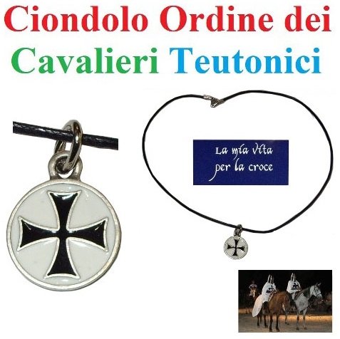 Ciondolo dei cavalieri teutonici smaltato - riproduzione storica dello stemma dell'ordine cavalleresco teutonico - prodotto in italia.