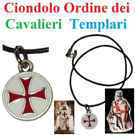 Ciondolo dei cavalieri templari smaltato - riproduzione storica dello stemma dell'ordine cavalleresco templare - prodotto in italia.